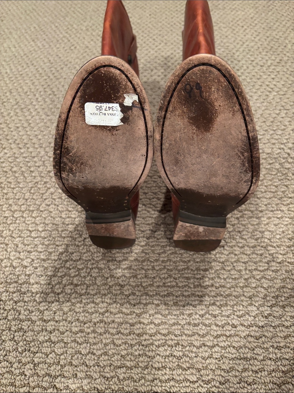 Frye Tall Leather Riding Boots in Burnt Orange-Brown - Picture 3 of 5